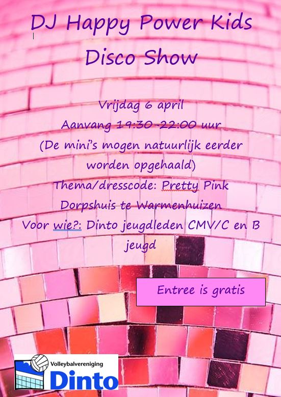 Dinto Jeugd Disco “Pretty Pink”