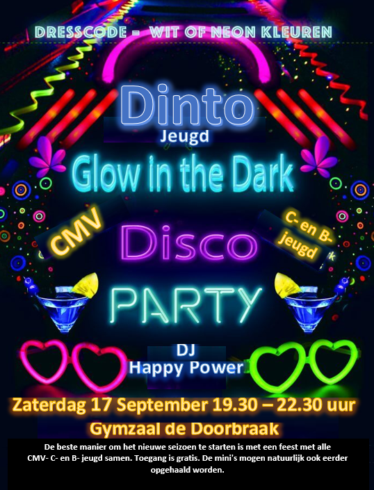 Disco Party voor CMV,  C en B jeugd   (nieuwe datum)
