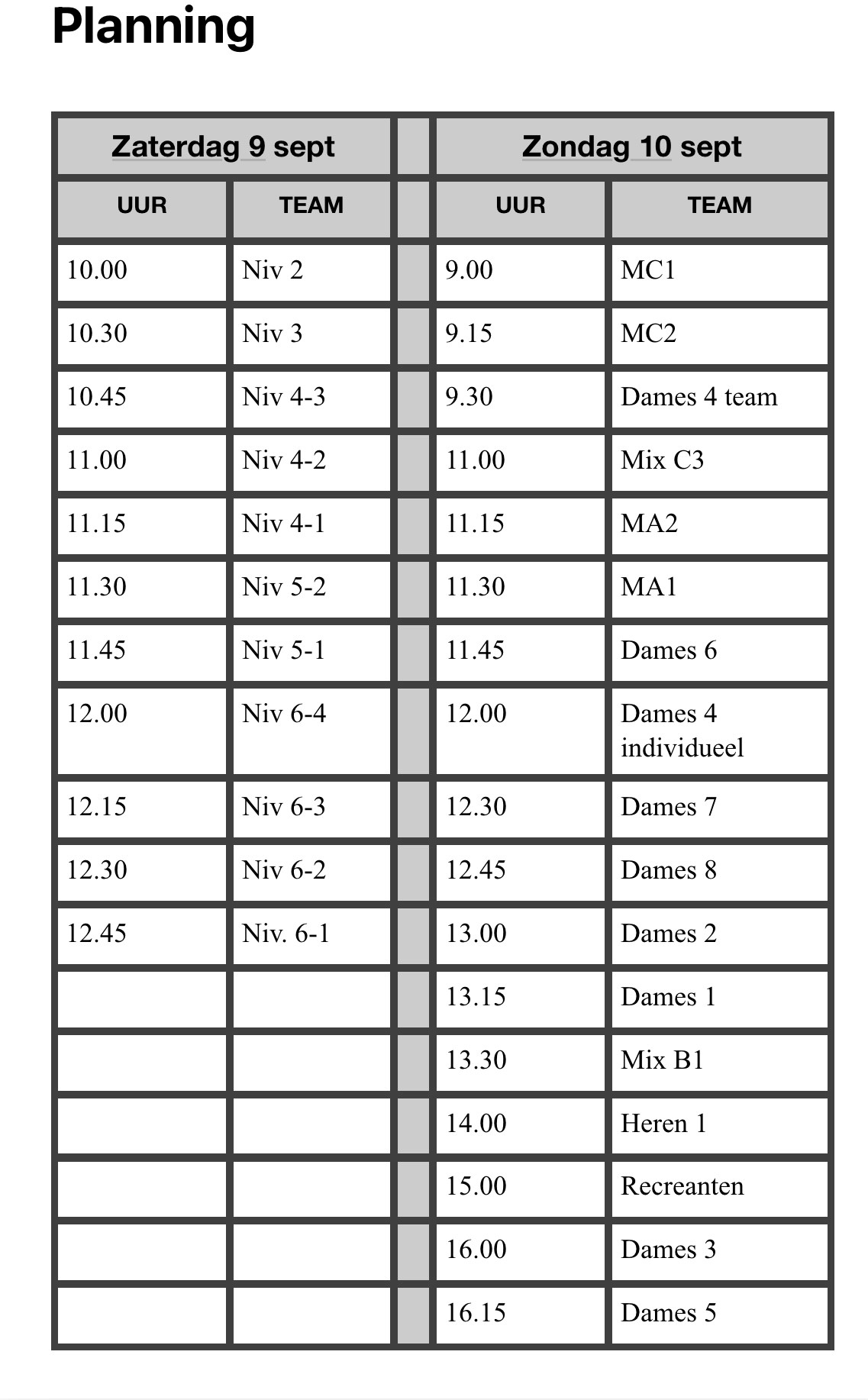 Alle teams gaan dit weekend op de foto!!