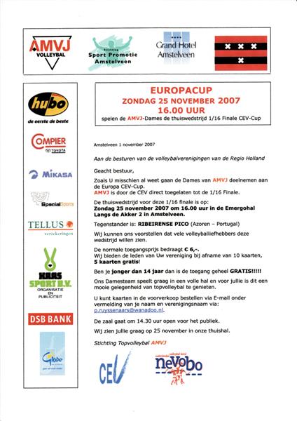 Europacup zondag 25 november 2007